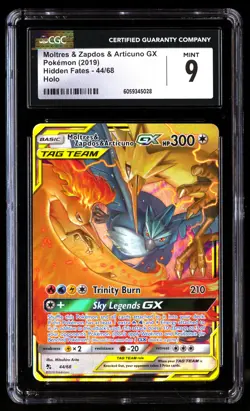 CGC 9 Moltres & Zapdos Articuno GX 44/68 Pokemon Hidden Fates 2019 English - Image 1