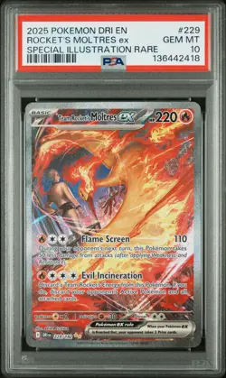 Pokemon TCG Destined Rivals #229 Team Rocket's Moltres ex SIR PSA 10 - Image 1