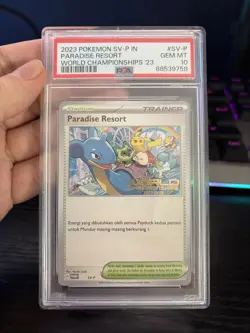 Pokemon World Championships 2023 IN Paradise Resort TCG Card PSA 10 - Image 1