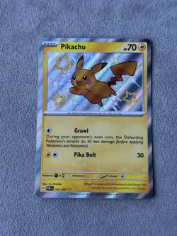 Pokemon Pikachu TCG Holo Shiny Rare Card Paldean Fates 131/091 - Image 1