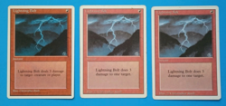 Magic the Gathering MTG Revised LIGHTNING BOLT X 3 (2 REVISED, 1 4th Edition) - Image 1