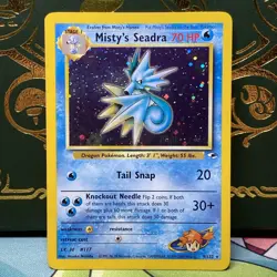 Pokemon TCG Misty's Seadra Holo Rare Gym Heroes Prerelease 9/132 NM - Image 1