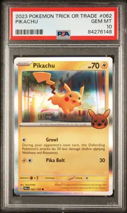 PSA 10 Pikachu #062 2023 Pokemon Trick or Trade - Image 1