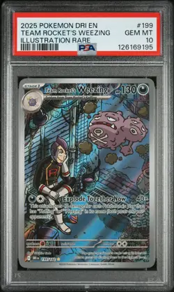 2025 Pokemon Destined Rivals #199 Team Rocket's Weezing Illustration Rare PSA 10 - Image 1