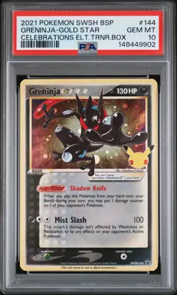 2021 POKEMON SWSH BLACK STAR PROMO #144 GRENINJA-GOLD STAR PSA 10 - Image 1