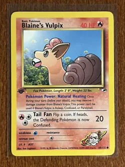 [LP+/NM] 2000 Pokemon Gym Heroes Blaine's Vulpix 1st Edition #65/132 - Image 1