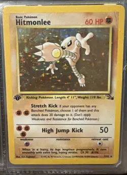 1999 Pokemon Fossil Hitmonlee Holo 1st Edition #7/62 - Image 1