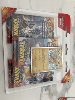 Pokemon TCG- Scarlet Violet Surging Sparks 3 Pack Booster Blister Zapdos New - Image 1