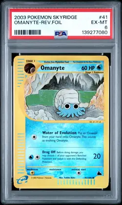 2003 POKEMON SKYRIDGE #41 OMANYTE-REVERSE FOIL PSA 6 - Image 1
