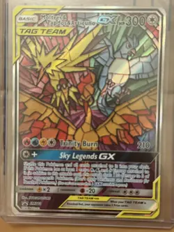 FULL ART Moltres Zapdos Articuno GX SM210 Pokemon Stained Glass Birds - Image 4
