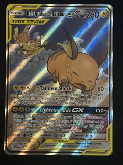 Raichu & Alolan Raichu GX Pokemon 221/236 Alternate Full Art Ultra Rare NM - Image 1