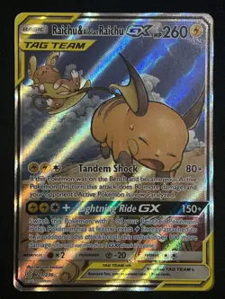 Raichu & Alolan Raichu GX Pokemon 221/236 Alternate Full Art Ultra Rare NM - Image 2
