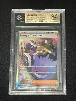 Pokemon Morty's Conviction SV05 Temporal Forces 211/162 Holo Beckett 9.5 SIR - Image 1