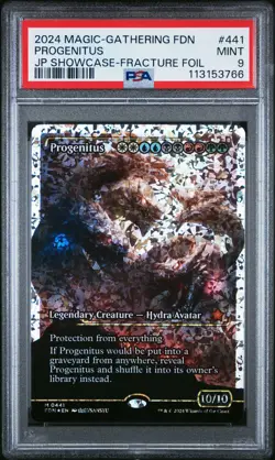 2024 MTG FOUNDATIONS JPN SC-FRACTURE FOIL #441 PROGENITUS PSA 9 - Image 1