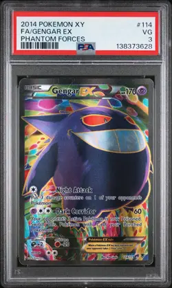 PSA 3 2014 Pokemon XY Phantom Forces Full Art Gengar EX 114/119 Holo Rare - Image 1