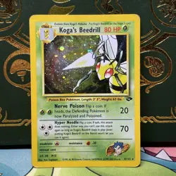 Koga's Beedrill 9/132 Gym Challenge Holo SWIRL Pokemon Card Mp + - Image 1