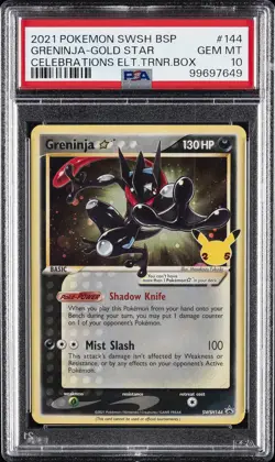 2021 POKEMON SWSH BLACK STAR PROMO #144 GRENINJA-GOLD STAR PSA 10 - Image 1
