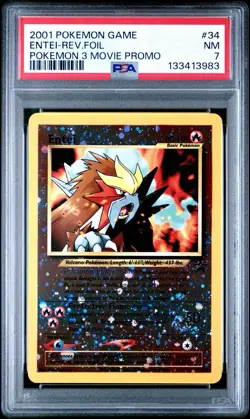 Pokemon Entei 2001 Reverse Holo Black Star Promo #34 PSA 7 - Image 1