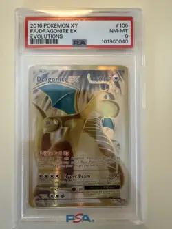 2016 POKEMON XY Evolutions Full Art DRAGONITE EX #106/108 Holo-Rare PSA 8 NM-MT - Image 1