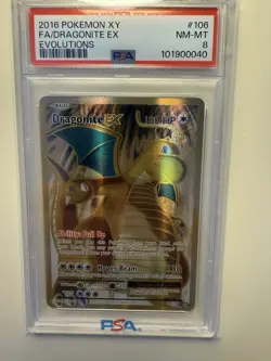 2016 POKEMON XY Evolutions Full Art DRAGONITE EX #106/108 Holo-Rare PSA 8 NM-MT - Image 5