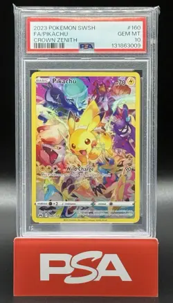 2023 POKEMON SWORD AND SHIELD CROWN ZENITH 160 FULL ART PIKACHU PSA 10 - Image 1