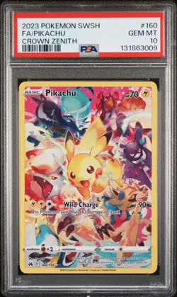 2023 POKEMON SWORD AND SHIELD CROWN ZENITH 160 FULL ART PIKACHU PSA 10 - Image 3