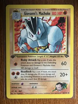 [NM] 2000 Pokemon Gym Challenge Giovanni's Machoke 1st Edition #42/132 Uncommon - Image 1