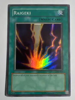 Holo Shift Yugioh Raigeki LOB-053 Super Rare HOLO MINT Original 2002 Print - Image 1
