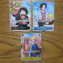 3 Card Set Promo Japanese ONE PIECE Card Game Strongest Three Brothers - NM - Image 1