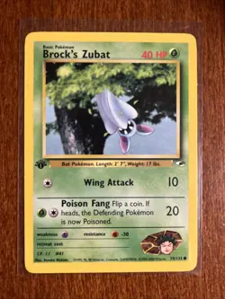 [NM] 2000 Pokemon Gym Heroes Brock's Zubat 1st Edition #74/132 - Image 1