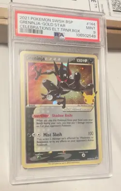 2021 Pokemon Greninja Gold Star Celebrations ETB Promo SWSH144 Mint PSA 9 - Image 1