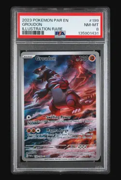 2023 Pokemon Paradox Rift Groudon IR 199/182 PSA 8 NM-MT! - Image 1
