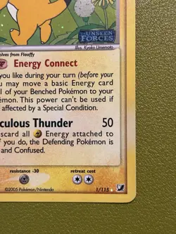 Ampharos 1/115 Holo EX Unseen Forces Pokemon TCG - LP/MP Condition 2005 - Image 4