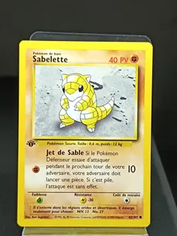 Sabelette 62/102 Edition 1 Ed 1 Set De Base Wizards Carte Pokemon FRA - Image 2