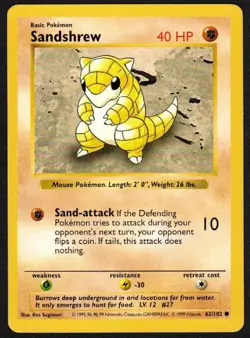 Pokemon Sandshrew - Base Set (Shadowless) 062/102 / Common - LP - Image 1