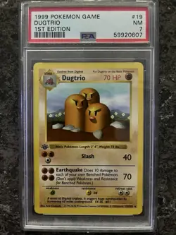 Pokemon Dugtrio Base Set Shadowless 1st Edition PSA 7 Rare #19/102 English - Image 1