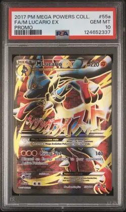 2017 Pokemon Mega Powers Collection Promo #55a Full Art/M Lucario EX PSA 10 Gem - Image 1