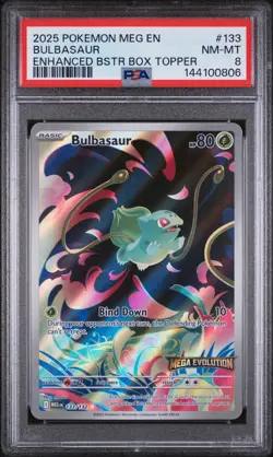 2025 POKEMON MEG EN-MEGA EVOLUTION ENHANCED BOX TOPPER BULBASAUR PSA 8 - Image 1