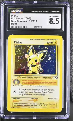 POKEMON 2000 NEO GENESIS PICHU #12 HOLO VINTAGE ⭐CGC 8.5 NM/MINT+⭐ - Image 1
