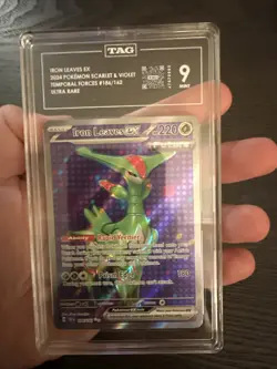 Iron Leaves EX 186/162 Ultra Rare 2024 Pokemon Temporal Forces TAG 9 Mint - Image 3