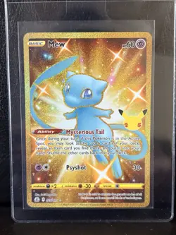 Mew 25/25 Pokemon TCG SWSH Celebrations 25th Anniversary Gold Holo Rare - Image 1