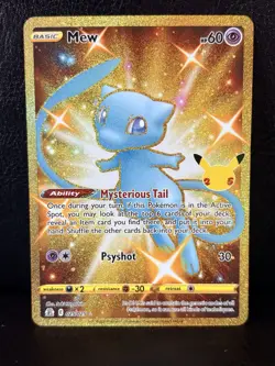 Mew 25/25 Pokemon TCG SWSH Celebrations 25th Anniversary Gold Holo Rare - Image 2