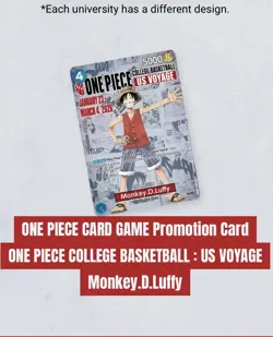 Bandai Namco One Piece Promo Monkey D. Luffy P-055 College Basketball Card. - Image 3