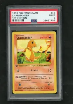 1999 Pokemon Game Charmander #46 1st Edition PSA 9 Trading Card - Image 1