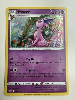 Espeon SWSH174 Sword & Shield Pokemon Blister Promo Card Holo - Image 1