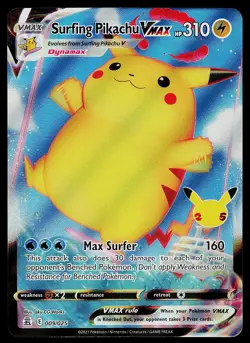 Pokemon Card - Surfing Pikachu VMAX Celebrations 009/025 Ultra Rare - Image 1
