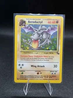 Pokemon TCG Fossil Aerodactyl #1/62 Unlimited Holo Rare Vintage 1999 LP - Image 1
