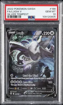 2022 POKEMON SWORD & SHIELD SILVER TEMPEST #186 FULL ART/LUGIA V PSA 10 - Image 1
