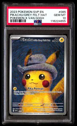 PSA 10 Pikachu Grey Felt Hat 085 Pokemon Svp En SV Black Star Promo 2023 X Van G - Image 1