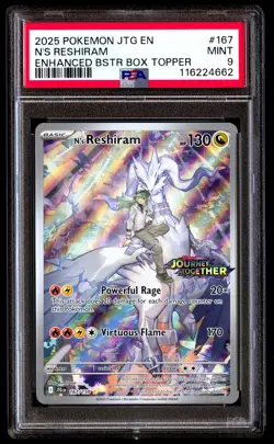 PSA 9 N's Reshiram 167 Pokemon Jtg En Journey Together 2025 Enhanced Topper - Image 1